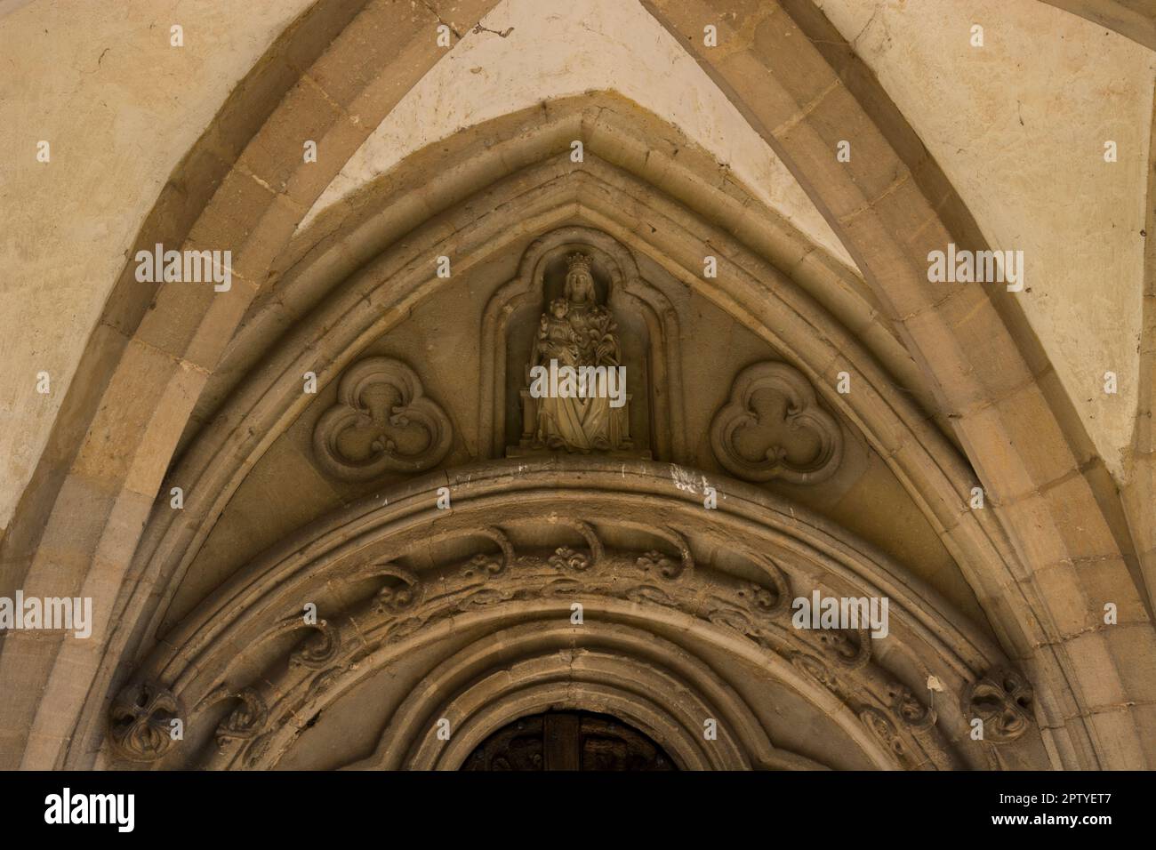 South doorway carvings, St. Mary`s Church, Woodford, Northamptonshire, England, UK Stock Photo